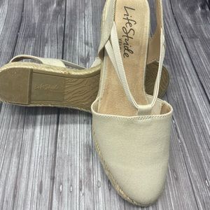 Life Stride Katrina Espadrille Slingback Wedges | Beige | Size 8M